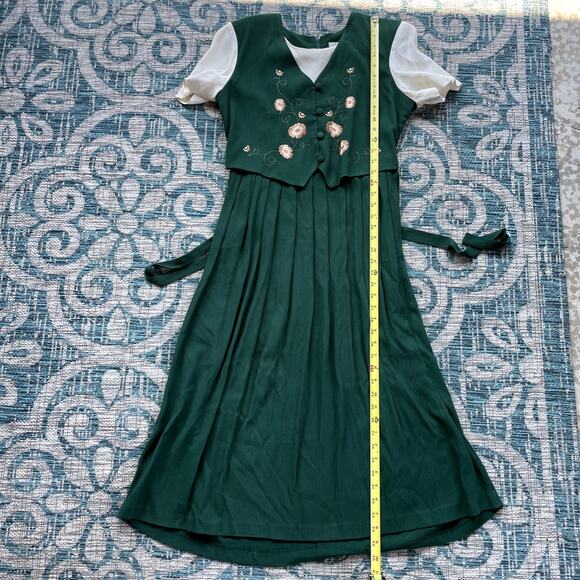 Allison-Che Green Floral Embroidered Cottagecore Prairie Dress - Picture 8 of 9